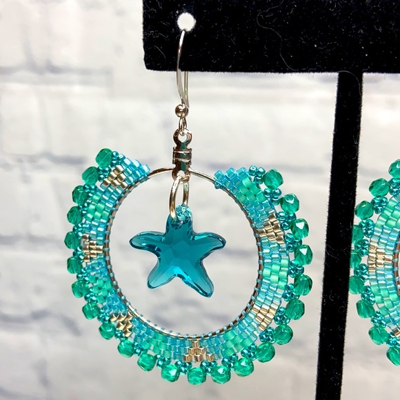 HANDMADE Starfish Beaded Boho Statement Earrings - Picture 5 of 5